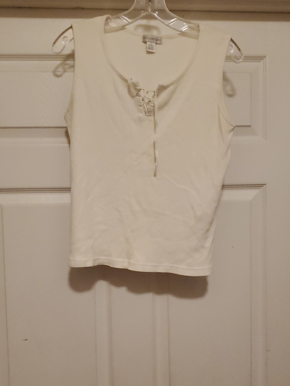 Petite Sophisticate White Lace-Up Sleeveless Tank